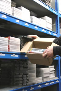 An order being picked from products stored on racking in a client's dedicated working area.